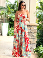 Load image into Gallery viewer, &quot;Belle&quot; Printed Satin Strapless Jumpsuit
