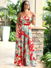 Load image into Gallery viewer, &quot;Belle&quot; Printed Satin Strapless Jumpsuit
