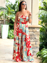 Load image into Gallery viewer, &quot;Belle&quot; Printed Satin Strapless Jumpsuit
