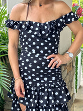 Load image into Gallery viewer, &quot;Kamila&quot; Polka Dot Ruffed Maxi Dress
