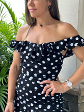 Load image into Gallery viewer, &quot;Kamila&quot; Polka Dot Ruffed Maxi Dress
