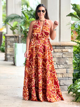 Load image into Gallery viewer, &quot;Josie&quot; Printed Halter Neck With Metal Tiered Maxi Dress
