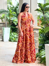 Load image into Gallery viewer, &quot;Josie&quot; Printed Halter Neck With Metal Tiered Maxi Dress
