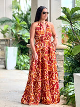 Load image into Gallery viewer, &quot;Josie&quot; Printed Halter Neck With Metal Tiered Maxi Dress
