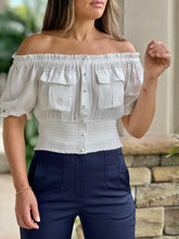 Load image into Gallery viewer, &quot;Melinda&quot; Off Shoulder Front Pockets Top
