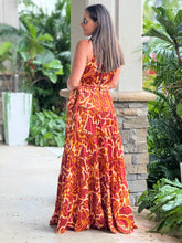 Load image into Gallery viewer, &quot;Josie&quot; Printed Halter Neck With Metal Tiered Maxi Dress
