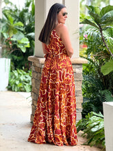 Load image into Gallery viewer, &quot;Josie&quot; Printed Halter Neck With Metal Tiered Maxi Dress
