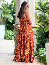 Load image into Gallery viewer, &quot;Josie&quot; Printed Halter Neck With Metal Tiered Maxi Dress
