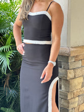 Load image into Gallery viewer, &quot;Silvana&quot; High Waisted Midi Skirt With A Slit On The Side And A Matching Crop Top
