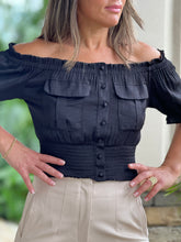 Load image into Gallery viewer, &quot;Melinda&quot; Off Shoulder Front Pockets Top
