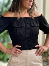 Load image into Gallery viewer, &quot;Melinda&quot; Off Shoulder Front Pockets Top
