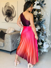 Load image into Gallery viewer, &quot;Iris&quot; Ombre Pleaded One Shoulder Dress
