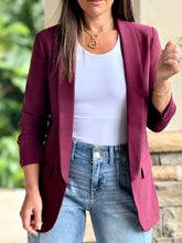 Load image into Gallery viewer, Ovi&quot; 3/4 Ruched Sleeve Open Blazer
