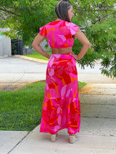 Load image into Gallery viewer, &quot;Bari&quot; Sangria Abstract O-Ring Cut Out Midi Dress
