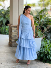 Load image into Gallery viewer, &quot;Kelsie&quot; One Shoulder Tiered Skirt Maxi Dress Wth Ruched Details

