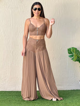 Load image into Gallery viewer, &quot;Brianna&quot; Sleeveless Crop Top And Wide legs Pallazo Pleaded Pants Set
