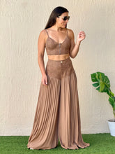 Load image into Gallery viewer, &quot;Brianna&quot; Sleeveless Crop Top And Wide legs Pallazo Pleaded Pants Set
