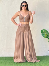Load image into Gallery viewer, &quot;Brianna&quot; Sleeveless Crop Top And Wide legs Pallazo Pleaded Pants Set
