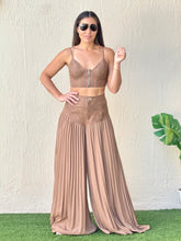 Load image into Gallery viewer, &quot;Brianna&quot; Sleeveless Crop Top And Wide legs Pallazo Pleaded Pants Set
