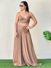 Load image into Gallery viewer, &quot;Brianna&quot; Sleeveless Crop Top And Wide legs Pallazo Pleaded Pants Set
