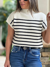 Load image into Gallery viewer, &quot;Amber&quot;Stripe Funnel Neck Drop Shoulder Sweater Knit top
