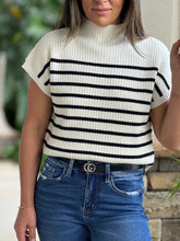 Load image into Gallery viewer, &quot;Amber&quot;Stripe Funnel Neck Drop Shoulder Sweater Knit top
