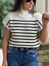 Load image into Gallery viewer, &quot;Amber&quot;Stripe Funnel Neck Drop Shoulder Sweater Knit top
