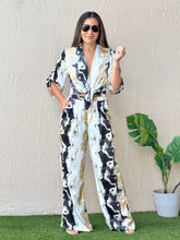 Load image into Gallery viewer, &quot;Amara&quot; Satin Printed Long Sleeve Shirt And Pants Set
