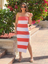 Load image into Gallery viewer, &quot;Synthia&quot; Stripes Soft Knit Midi Bandeau Dress
