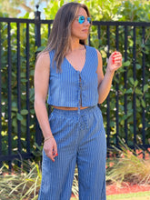 Load image into Gallery viewer, &quot;Janny&quot; Striped Vest  And Elastic Waist Pants Set
