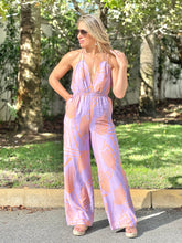 Load image into Gallery viewer, &quot;Bria&quot; Printed Deep V- Neck Open Back Jumpsuit
