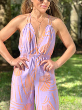 Load image into Gallery viewer, &quot;Bria&quot; Printed Deep V- Neck Open Back Jumpsuit
