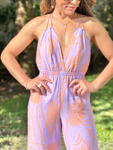 Load image into Gallery viewer, &quot;Bria&quot; Printed Deep V- Neck Open Back Jumpsuit
