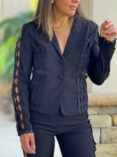 Load image into Gallery viewer, &quot;Melissa&quot; Long Sleeve Blazer And Crochet Details Matching Pants Set
