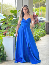 Load image into Gallery viewer, &quot;Azul&quot; Sleeveless Lace Up Back Slit Maxi Dress
