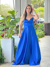 Load image into Gallery viewer, &quot;Azul&quot; Sleeveless Lace Up Back Slit Maxi Dress
