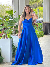 Load image into Gallery viewer, &quot;Azul&quot; Sleeveless Lace Up Back Slit Maxi Dress
