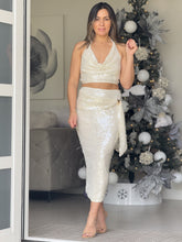 Load image into Gallery viewer, &quot;Kloe&quot; Sequins midi Skirt And Crop Top Set
