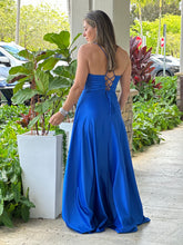 Load image into Gallery viewer, &quot;Azul&quot; Sleeveless Lace Up Back Slit Maxi Dress
