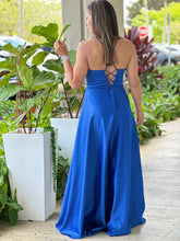 Load image into Gallery viewer, &quot;Azul&quot; Sleeveless Lace Up Back Slit Maxi Dress
