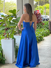 Load image into Gallery viewer, &quot;Azul&quot; Sleeveless Lace Up Back Slit Maxi Dress
