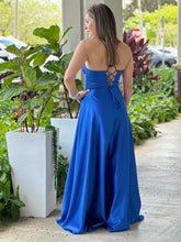 Load image into Gallery viewer, &quot;Azul&quot; Sleeveless Lace Up Back Slit Maxi Dress
