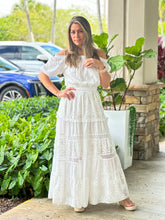 Load image into Gallery viewer, &quot;Alona&quot; Off The Shoulder Solid White Maxi Dress
