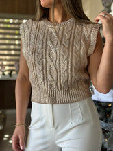 Load image into Gallery viewer, &quot;Celeste&quot; Gold Cable Knit Sweater Vest

