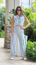 Load image into Gallery viewer, &quot;Karla&quot; Mixed Fabric Denim Vest And Cargo Pants Set
