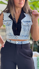 Load image into Gallery viewer, &quot;Karla&quot; Mixed Fabric Denim Vest And Cargo Pants Set
