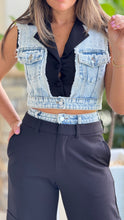 Load image into Gallery viewer, &quot;Karla&quot; Mixed Fabric Denim Vest And Cargo Pants Set
