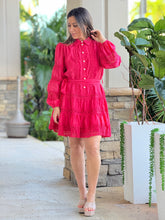 Load image into Gallery viewer, &quot;Diane&quot; Long Sleeve Button Down Crochet Details Mini Dress
