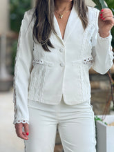 Load image into Gallery viewer, &quot;Melissa&quot; Long Sleeve Blazer And Crochet Details Matching Pants Set
