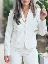 Load image into Gallery viewer, &quot;Melissa&quot; Long Sleeve Blazer And Crochet Details Matching Pants Set
